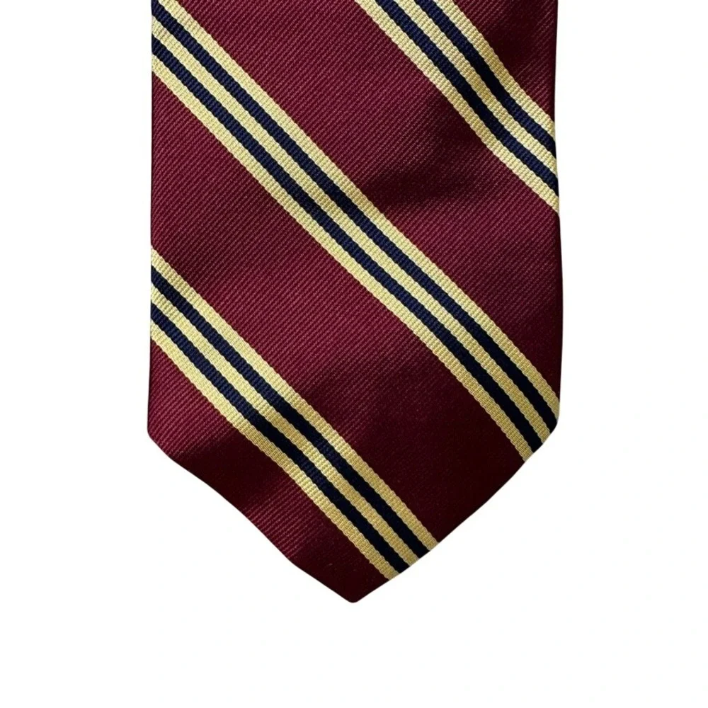 Brooks Brothers Makers Silk Repp Stripe Tie Burgundy Navy Gold Made in USA